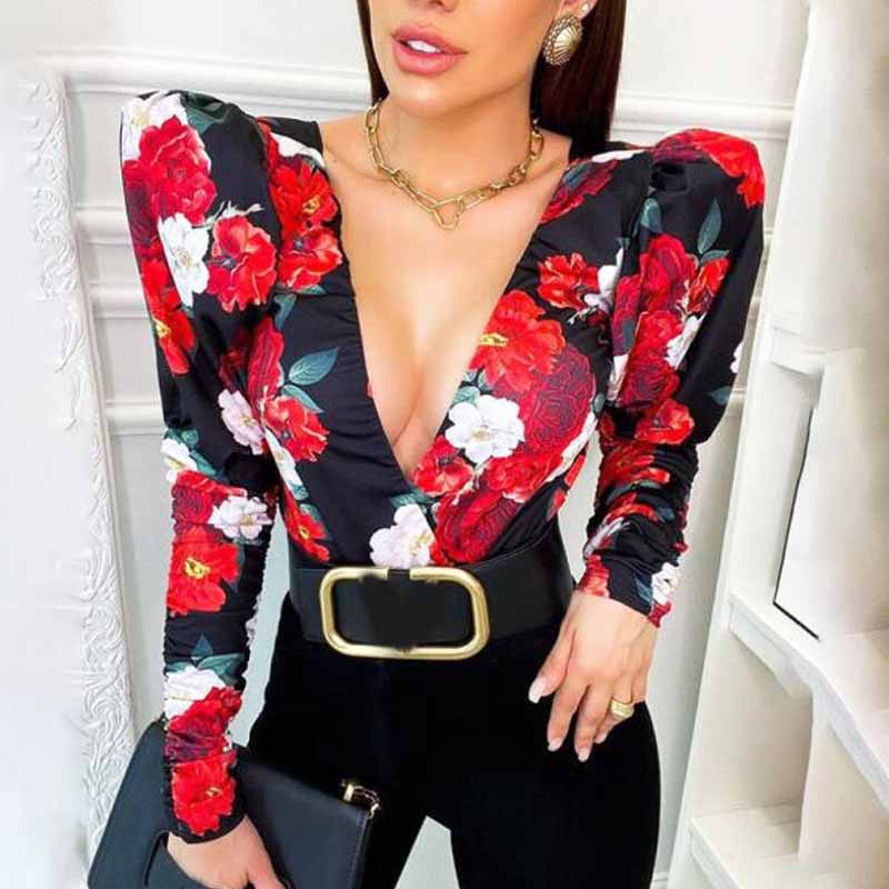 Fashion floral print bodysuit Rose-1