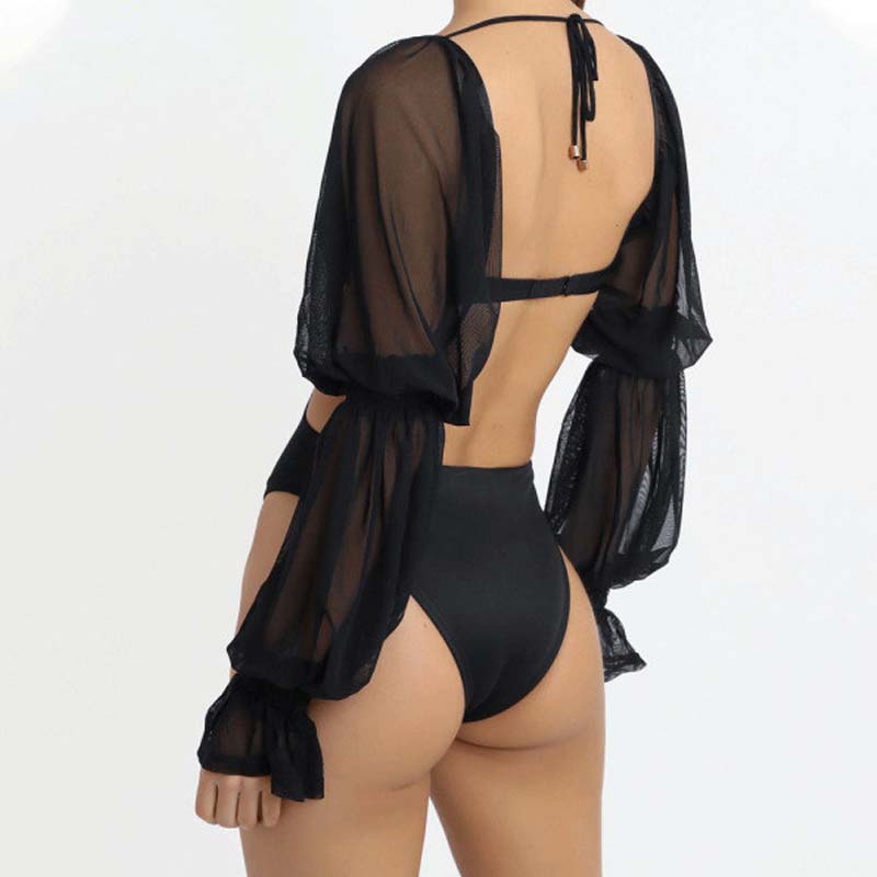 Fashion hollow puff sleeve bodysuit bs25934w-2