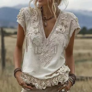 Casual Retro Cotton Printed Sleeveless Vest